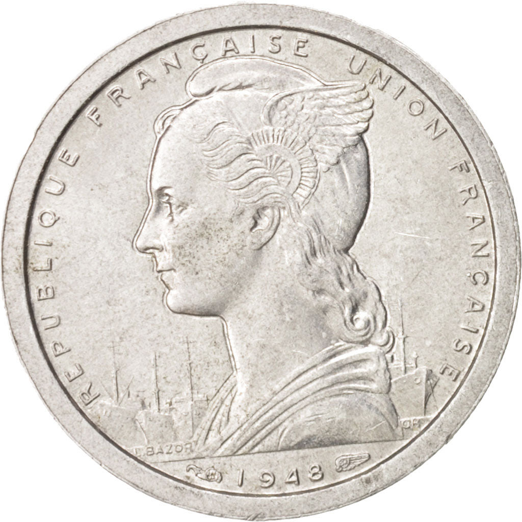 Madagascar, Franc, 1948, Paris, AU(55-58), Aluminum, KM:3