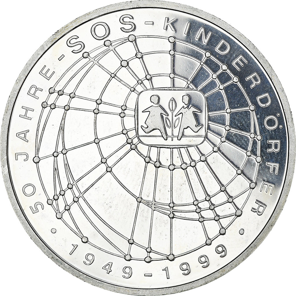 Coin, GERMANY - FEDERAL REPUBLIC, 10 Mark, 1999, Hamburg, Proof, MS(63), Silver