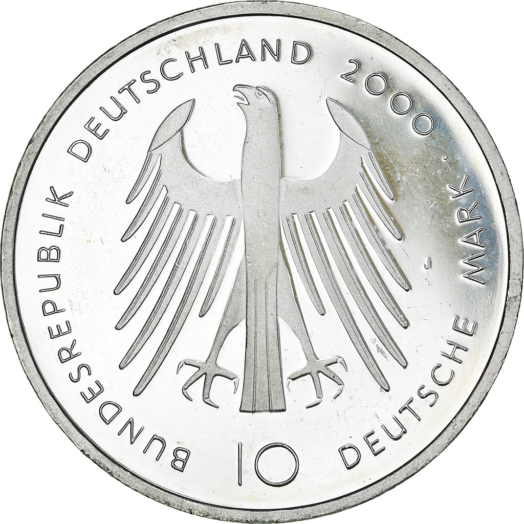 Coin, GERMANY - FEDERAL REPUBLIC, 10 Mark, 2000, Hamburg, Proof, MS(63), Silver