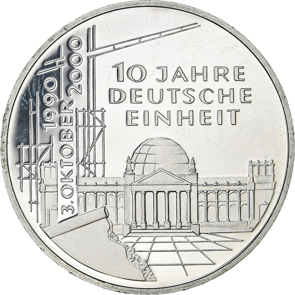 Coin, GERMANY - FEDERAL REPUBLIC, 10 Mark, 2000, Hamburg, Proof, MS(63), Silver