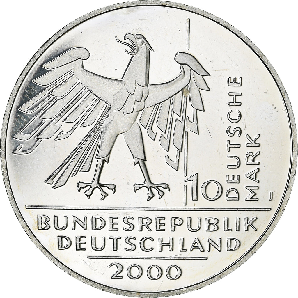 Coin, GERMANY - FEDERAL REPUBLIC, 10 Mark, 2000, Hamburg, Proof, MS(63), Silver