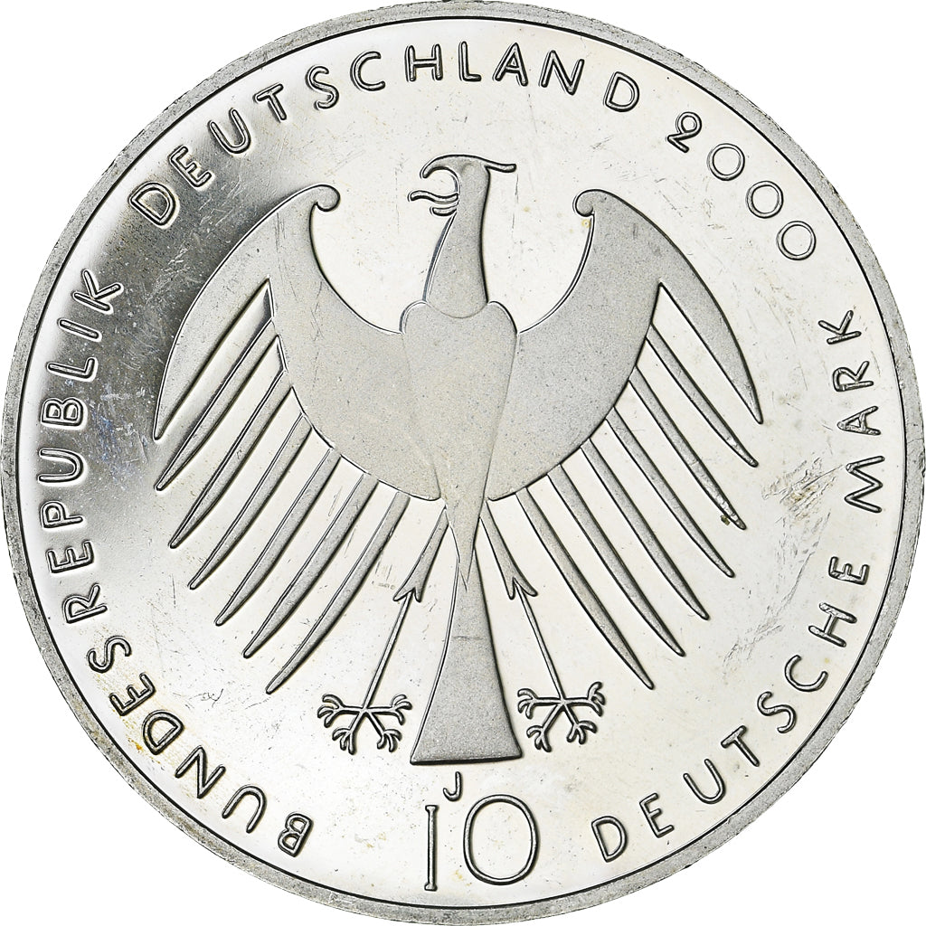 Coin, GERMANY - FEDERAL REPUBLIC, 10 Mark, 2000, Hamburg, Proof, MS(63), Silver