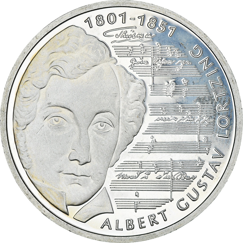Coin, GERMANY - FEDERAL REPUBLIC, 10 Mark, 2001, Hamburg, Proof, MS(63), Silver