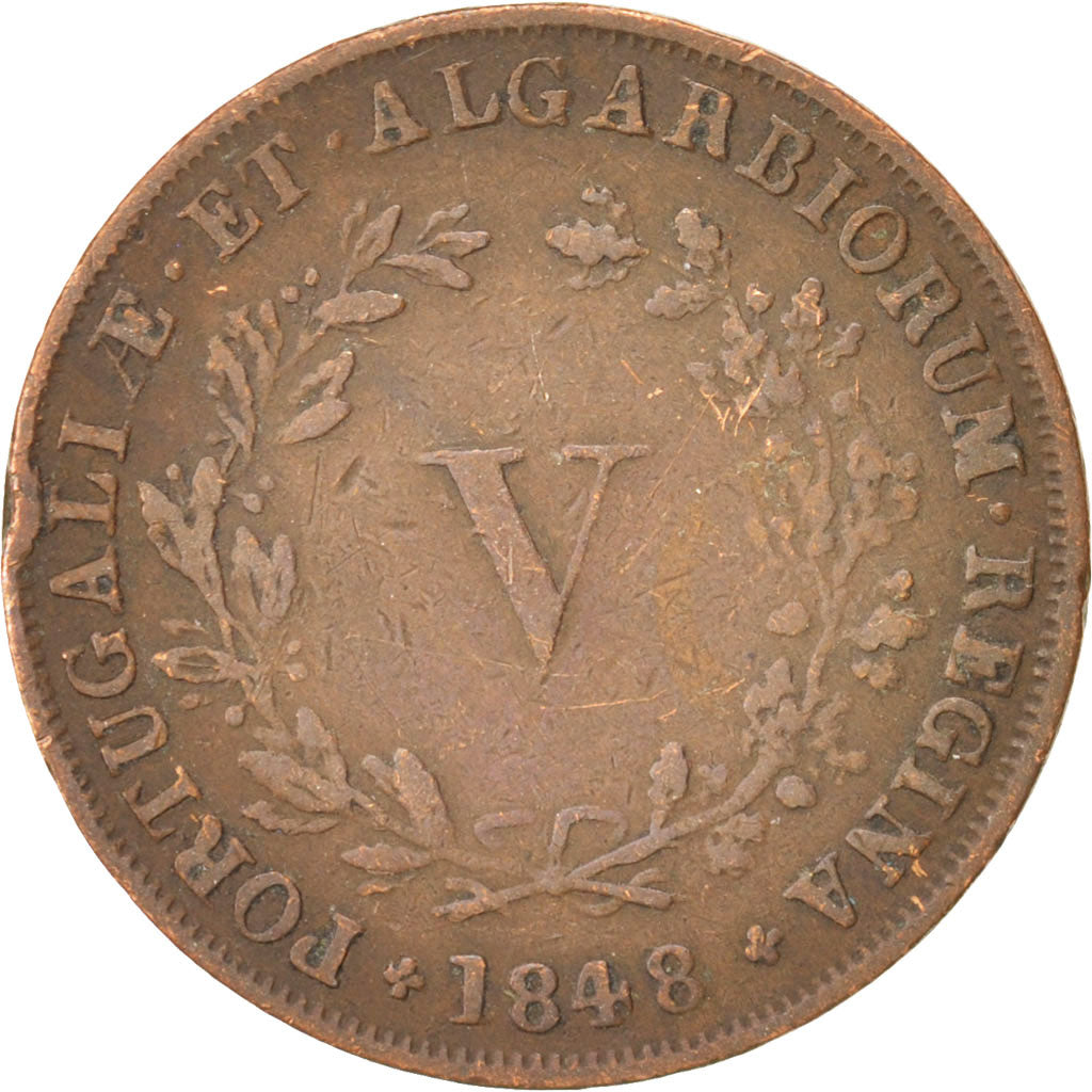 Portugal, Maria II, 5 Reis, 1848, VF(30-35), Copper, KM:480