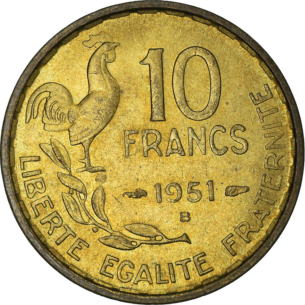 Münze, Frankreich, Guiraud, 10 Francs, 1951, Beaumont - Le Roger, SS
