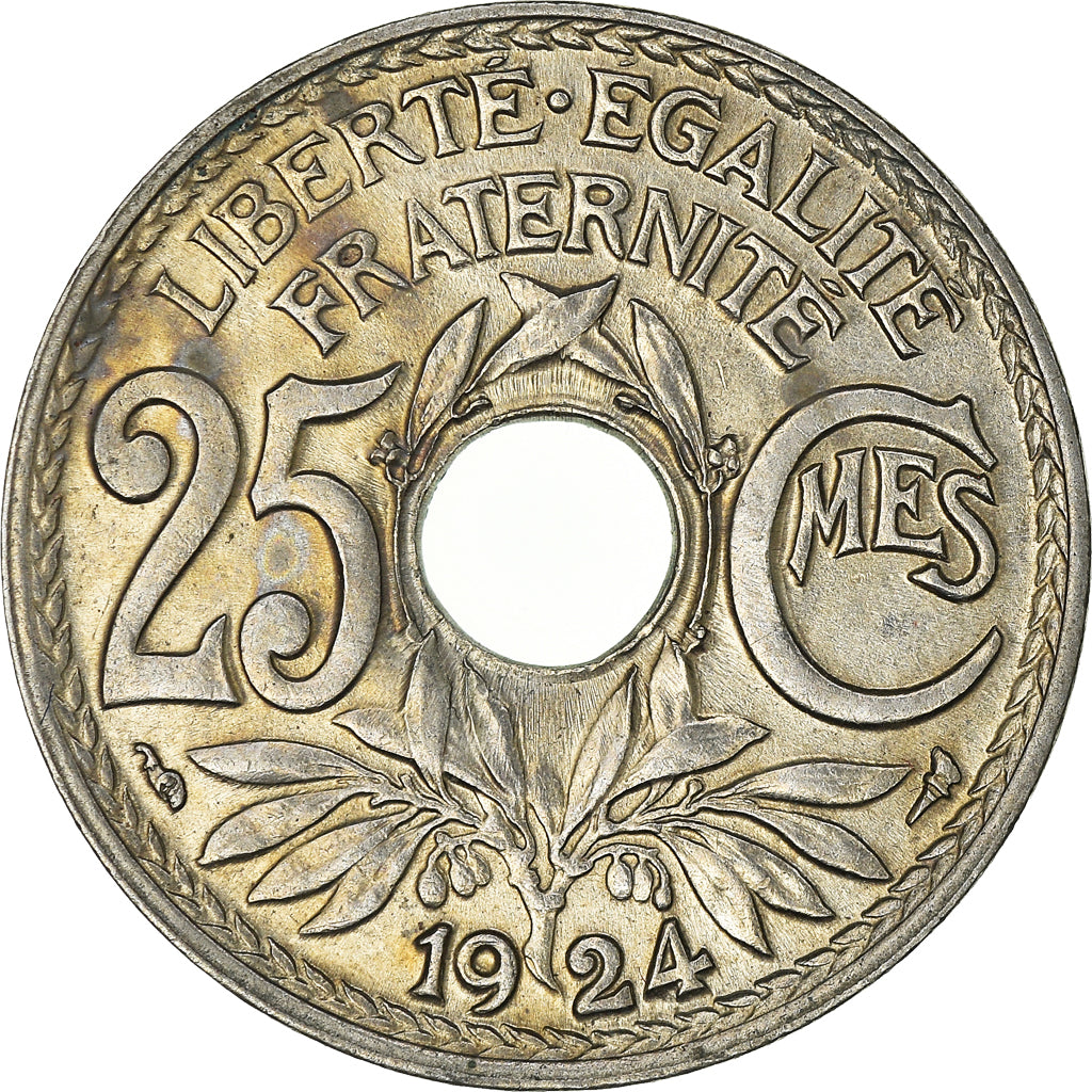 Moneta, Francja, Lindauer, 25 Centimes, 1924, MS(65-70), Miedź-Nikiel, KM:867a