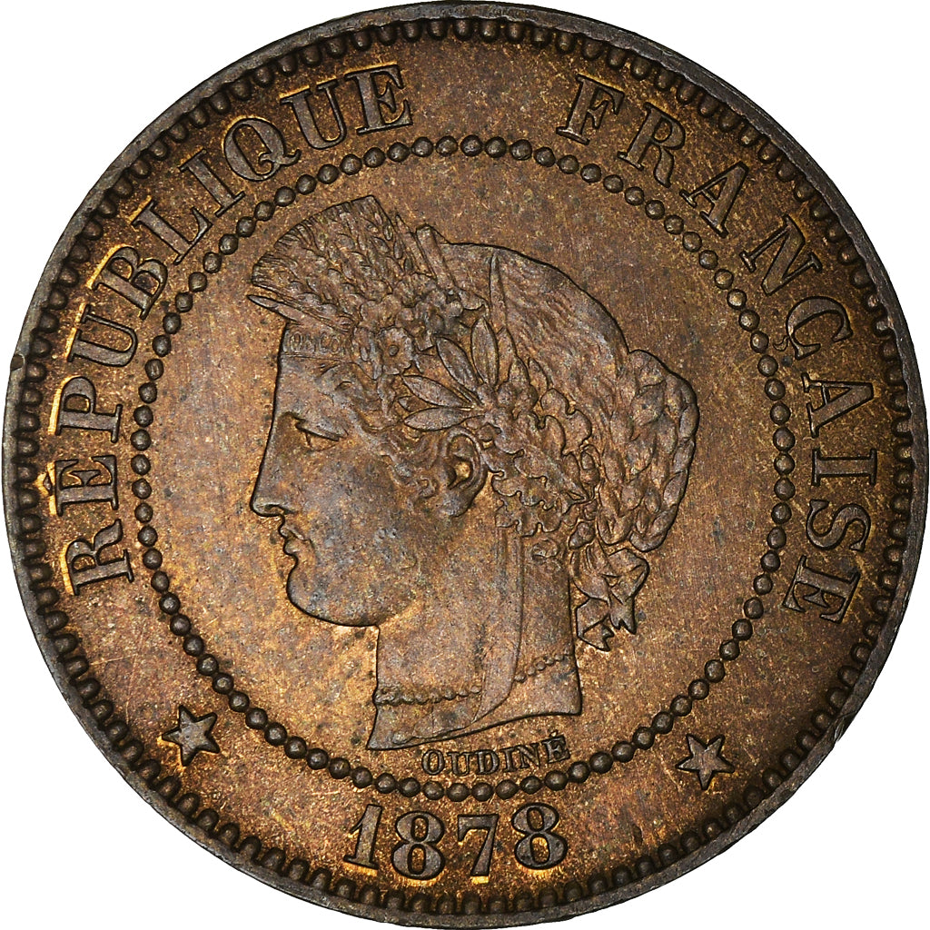 Munten, Frankrijk, Cérès, 2 Centimes, 1878, Paris, ZF+, Bronze, KM:827.1