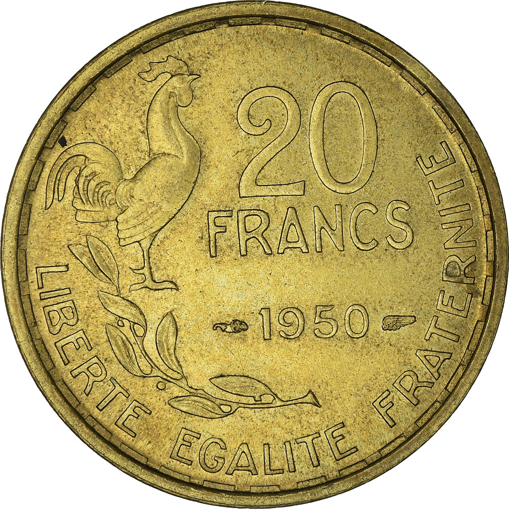 Munten, Frankrijk, Guiraud, 20 Francs, 1950, Paris, UNC, Aluminum-Bronze