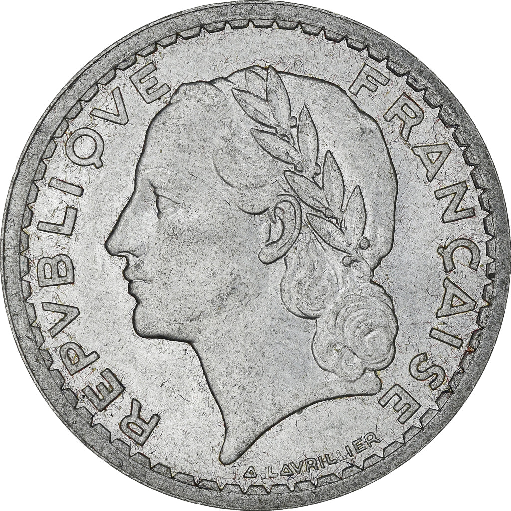 Coin, France, Lavrillier, 5 Francs, 1945, Castelsarrasin, AU(50-53), Aluminum