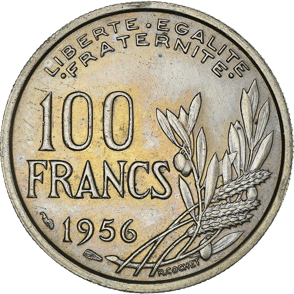 Moneda, Francia, Cochet, 100 Francs, 1956, EBC+, Cobre - níquel, KM:919.1