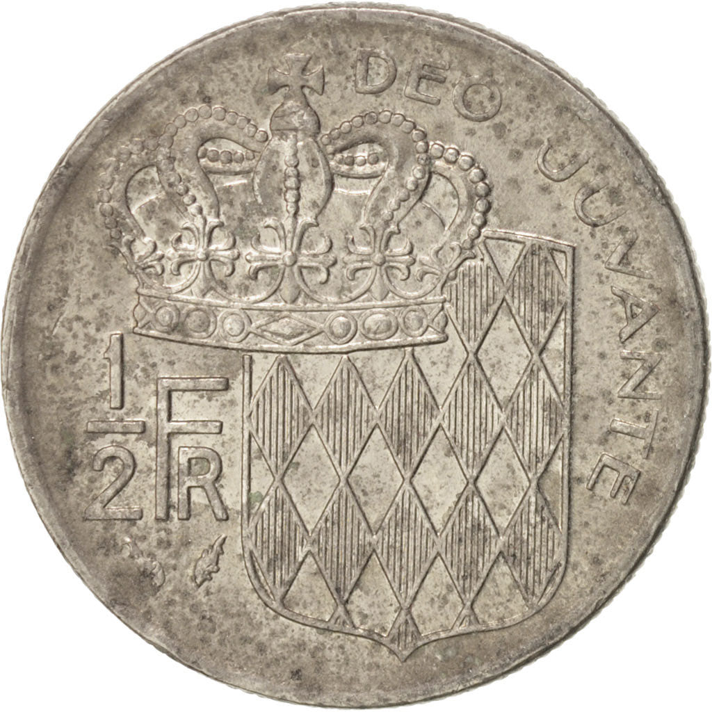 Monaco, Rainier III, 1/2 Franc, 1977, Paris, EF(40-45), Nickel, KM:145