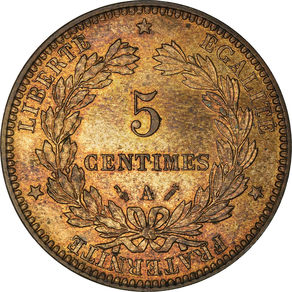 Moneta, Francia, Cérès, 5 Centimes, 1891, Paris, SPL, Bronzo, KM:821.1