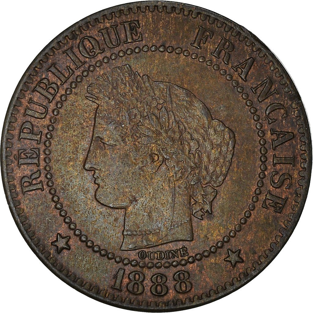 Munten, Frankrijk, Cérès, 2 Centimes, 1888, Paris, PR+, Bronzen, KM:827.1