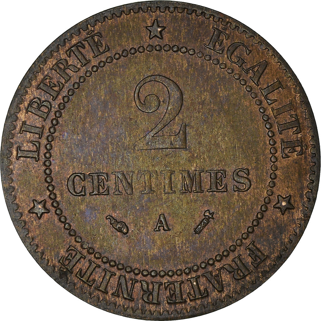Munten, Frankrijk, Cérès, 2 Centimes, 1888, Paris, PR+, Bronzen, KM:827.1