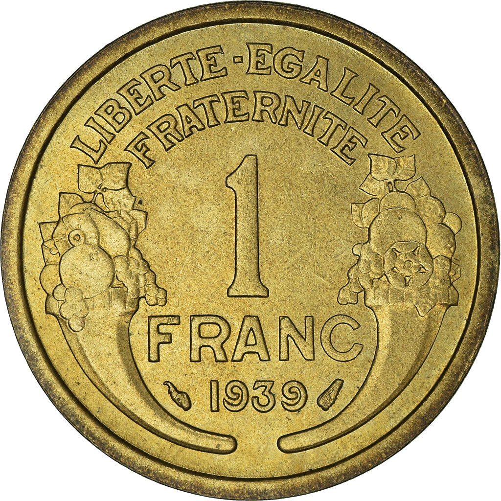 France, Morlon, Franc, 1939, Paris, EF(40-45), Aluminum-Bronze, KM:885