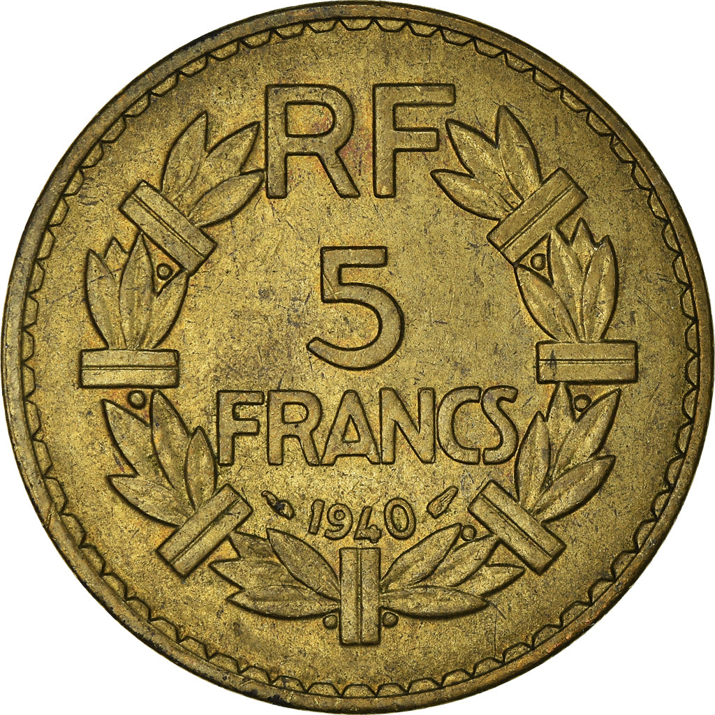 Coin, France, Lavrillier, 5 Francs, 1940, AU(55-58), Aluminum-Bronze, KM:888a.1
