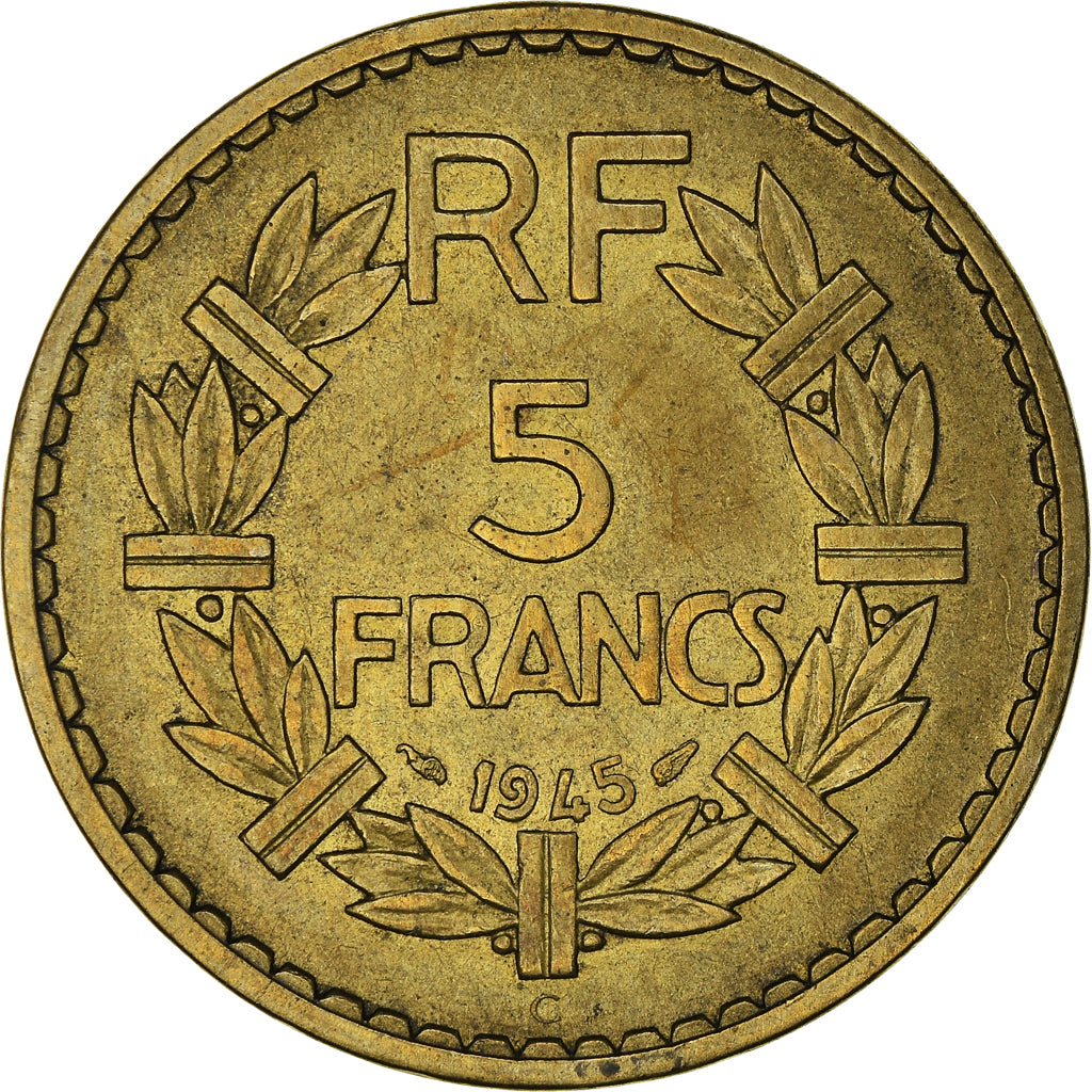 Coin, France, Lavrillier, 5 Francs, 1945, Castelsarrasin, AU(55-58)