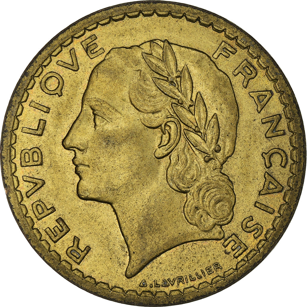 Coin, France, Lavrillier, 5 Francs, 1945, Castelsarrasin, MS(60-62)