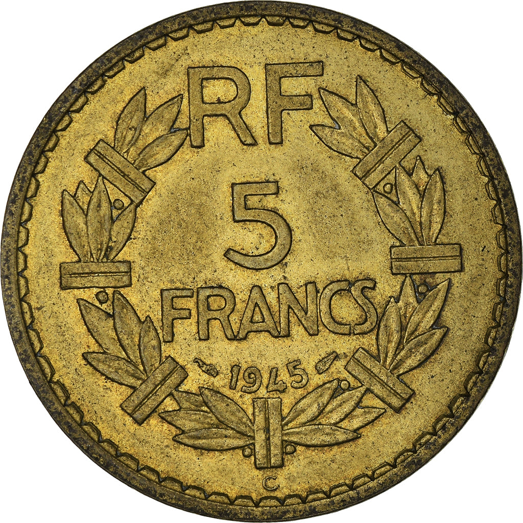 Coin, France, Lavrillier, 5 Francs, 1945, Castelsarrasin, MS(60-62)
