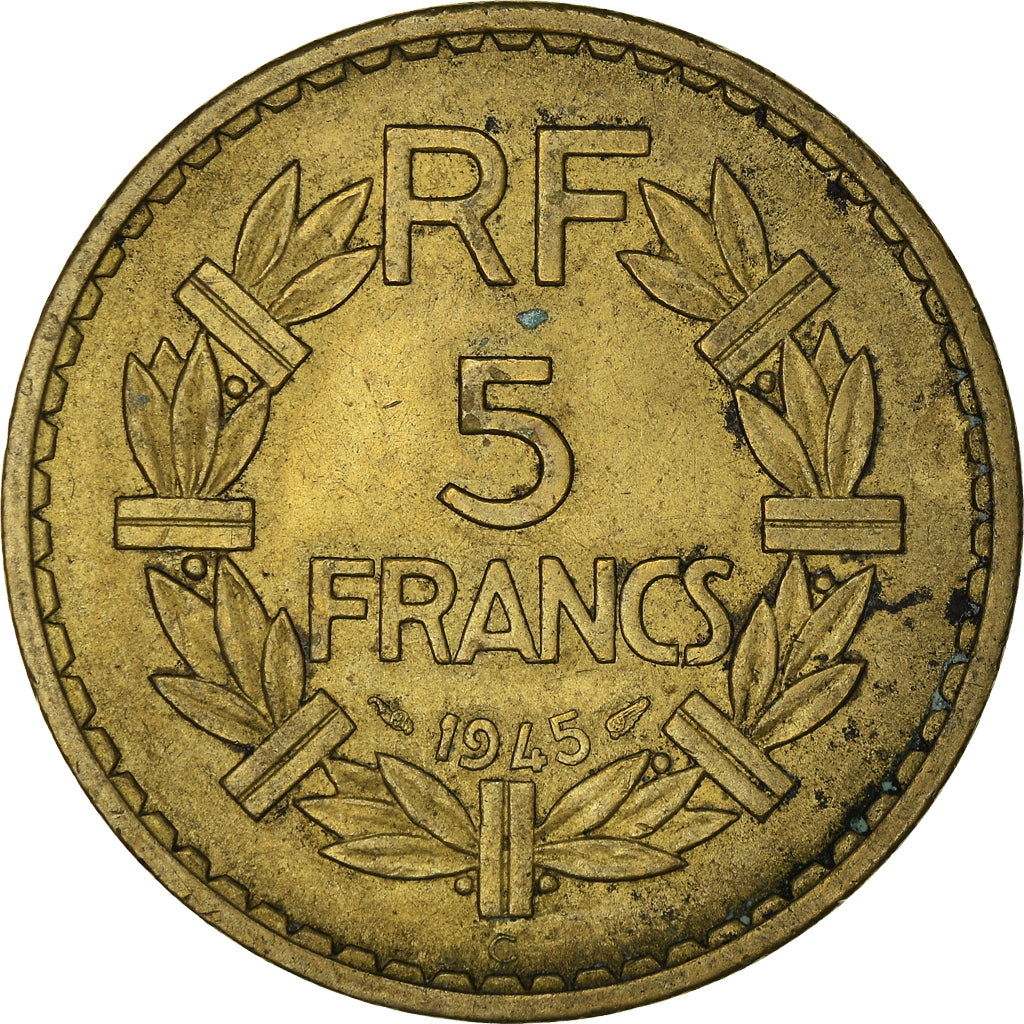 Monnaie, France, Lavrillier, 5 Francs, 1945, TTB, Aluminum-Bronze, Gadoury:761a