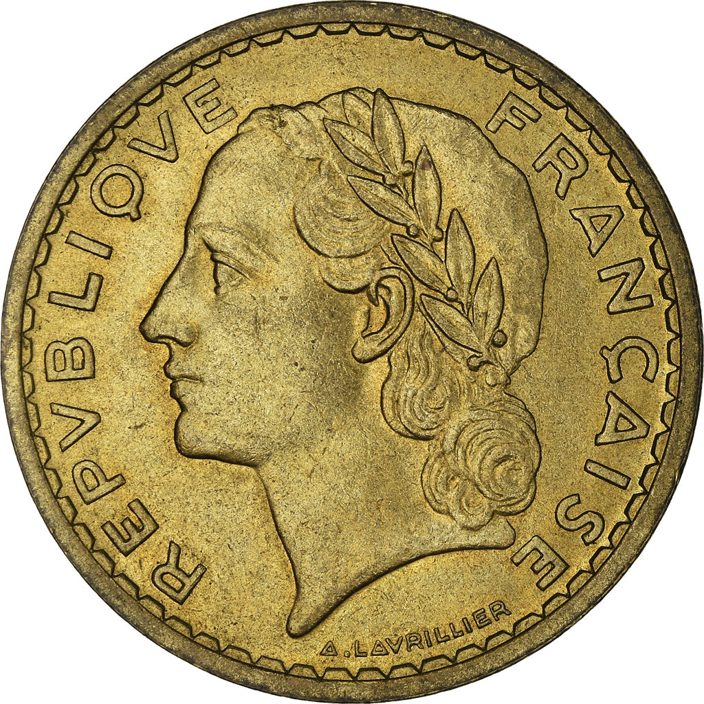 Coin, France, Lavrillier, 5 Francs, 1939, Paris, MS(63), Aluminum-Bronze