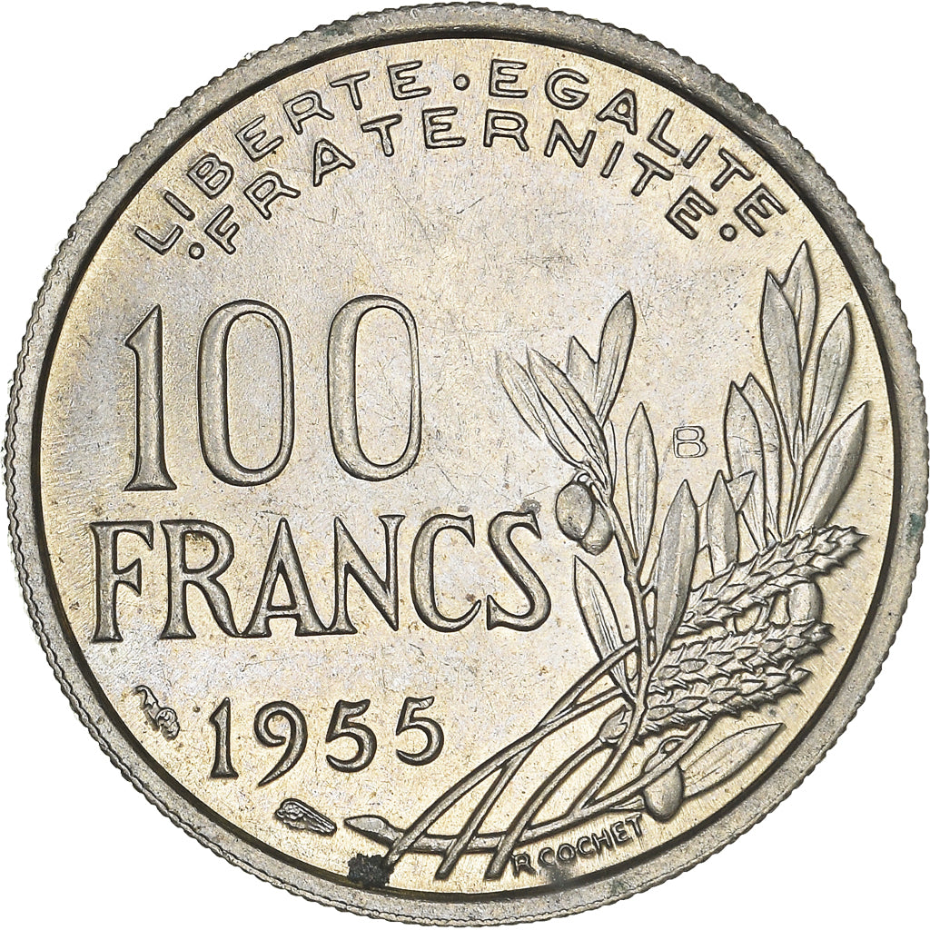 Moneta, Francia, Cochet, 100 Francs, 1955, Beaumont - Le Roger, SPL-