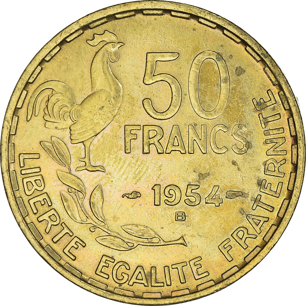 Coin, France, Guiraud, 50 Francs, 1954, Beaumont - Le Roger, AU(55-58)