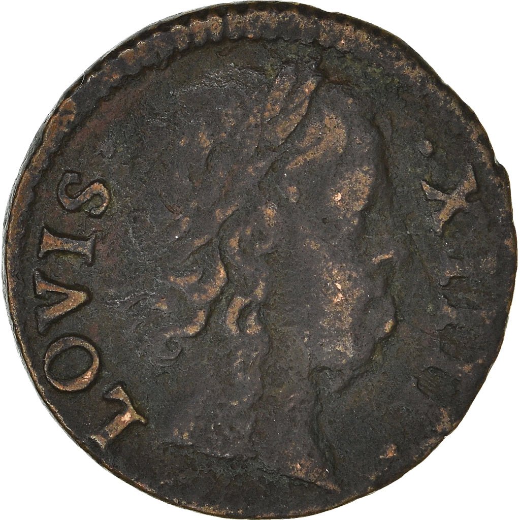Monnaie, France, Louis XIV, Denier Tournois, 1649, Paris, TTB, Cuivre, CGKL:552