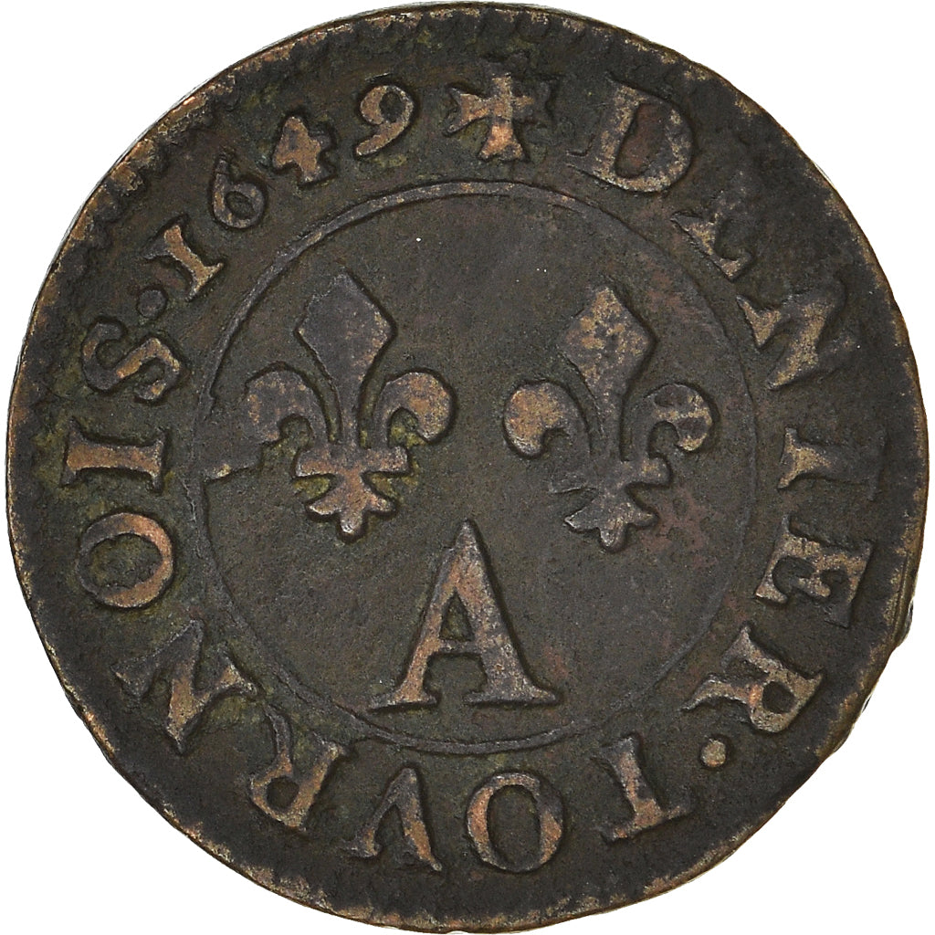 Monnaie, France, Louis XIV, Denier Tournois, 1649, Paris, TTB, Cuivre, CGKL:552