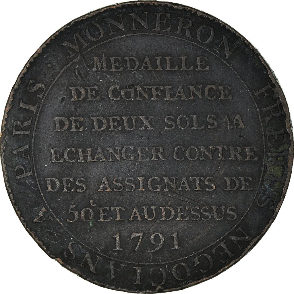 Monnaie, France, 2 Sols, 1791, TB+, Bronze, KM:Tn23, Brandon:217