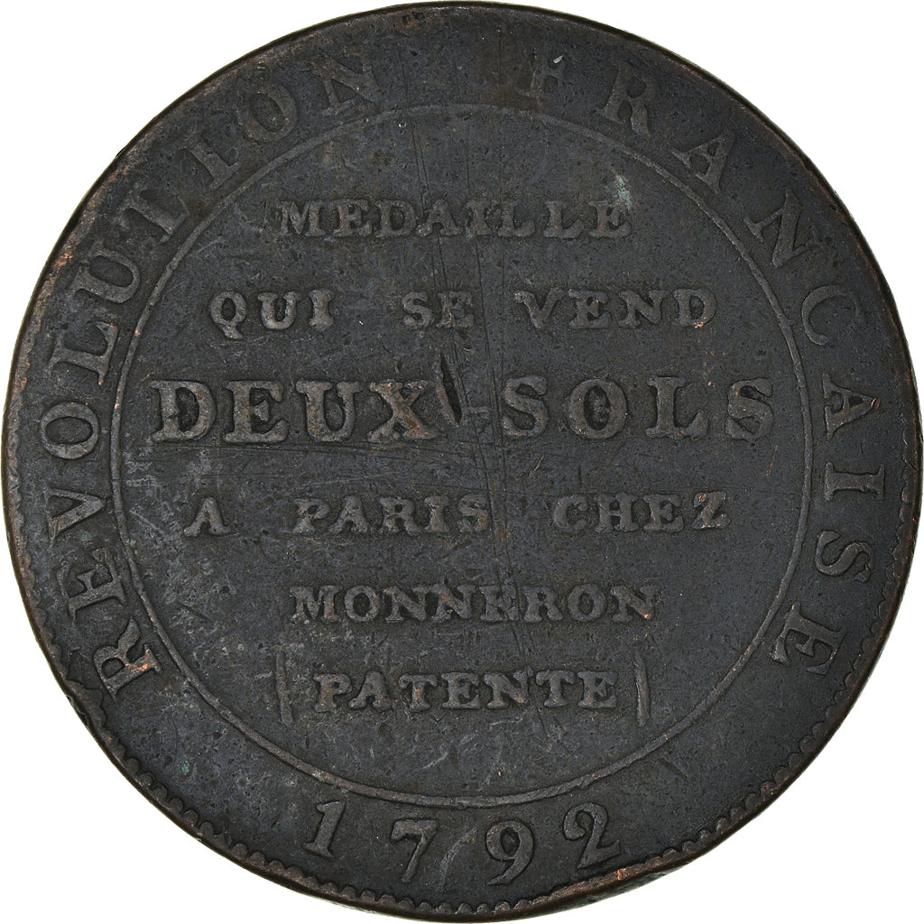 Münze, Frankreich, Monneron à la Liberté, 2 Sols, 1792, Birmingham, S