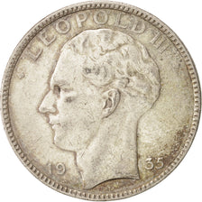 Coin, Belgium, 20 Francs, 20 Frank, 1935, EF(40-45), Silver, KM:105