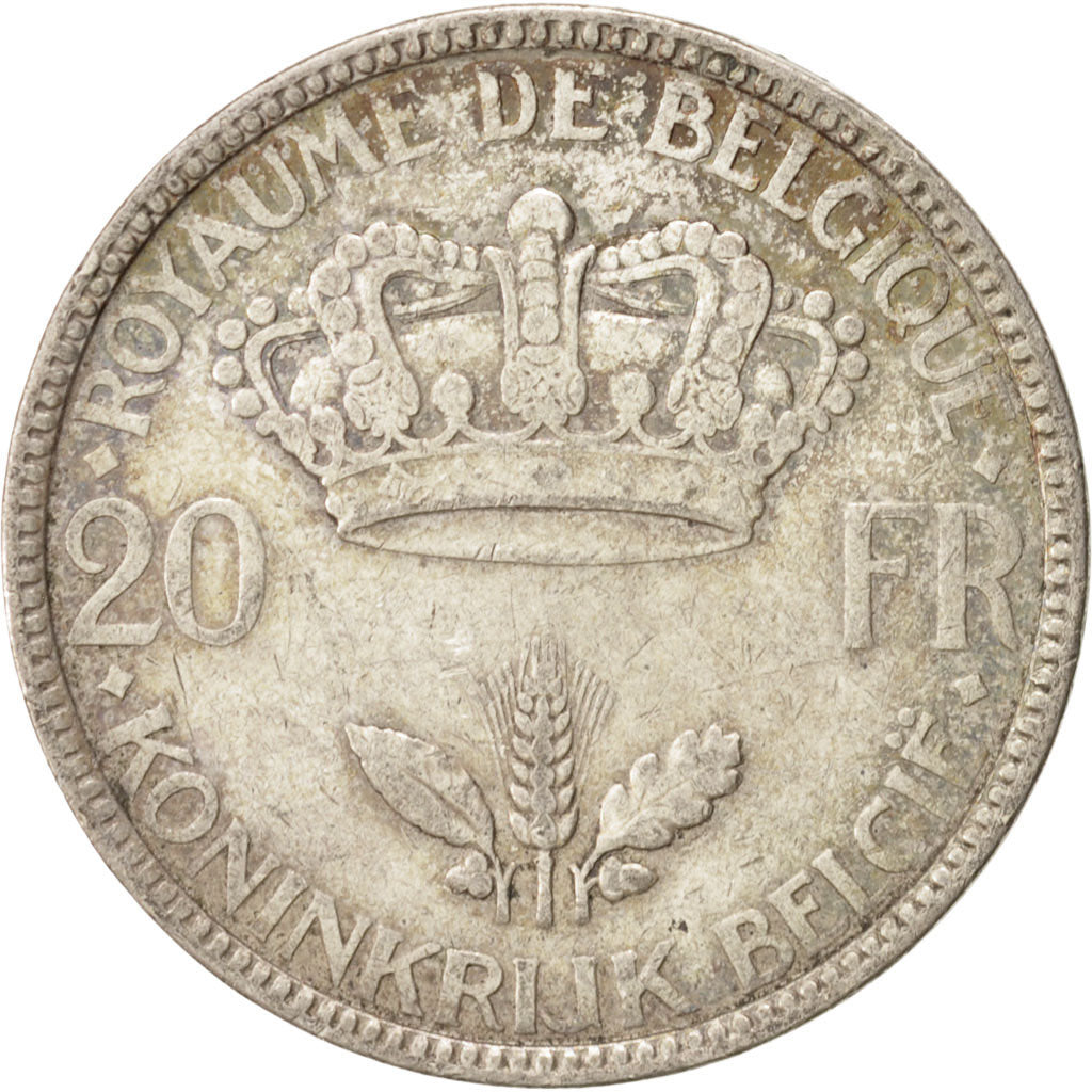 Coin, Belgium, 20 Francs, 20 Frank, 1935, EF(40-45), Silver, KM:105