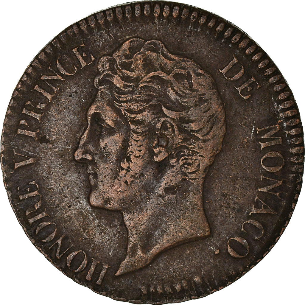 Münze, Monaco, Honore V, 5 Centimes, Cinq, 1837, Monaco, S+, Cast Brass