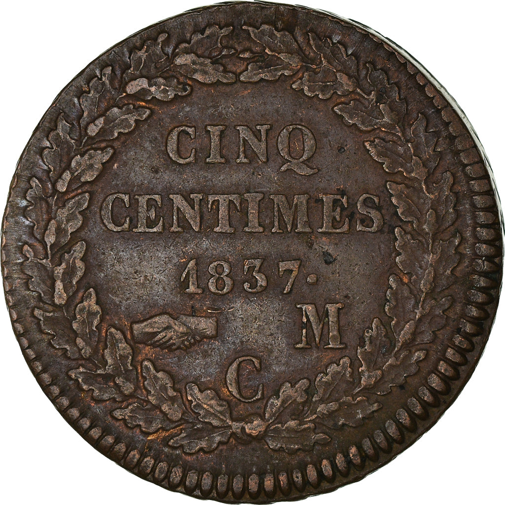 Münze, Monaco, Honore V, 5 Centimes, Cinq, 1837, Monaco, S+, Cast Brass