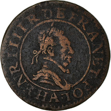 Moneta, Francia, Henri III, Double Tournois, 1589, Paris, BB, Rame