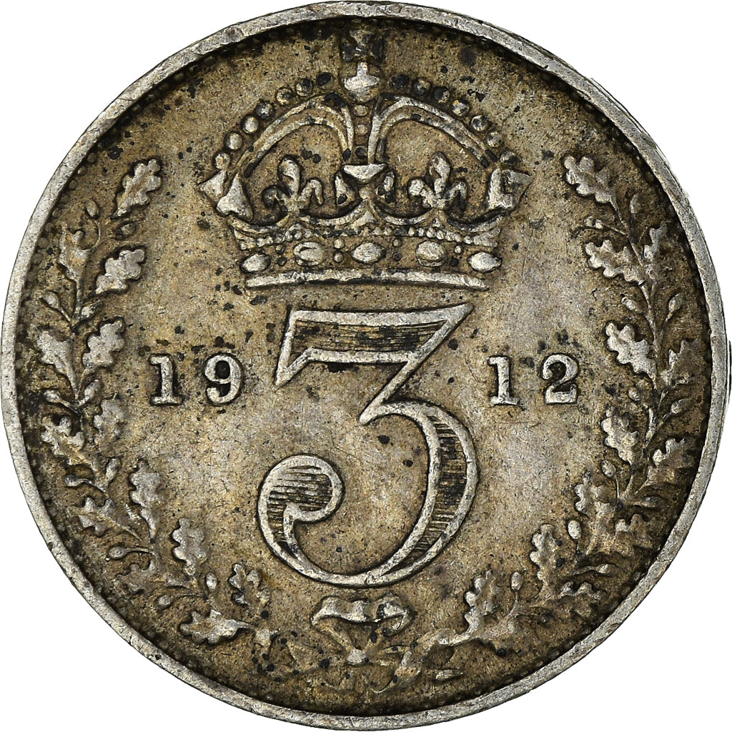Munten, Groot Bretagne, George V, 3 Pence, 1912, ZF, Zilver, KM:813