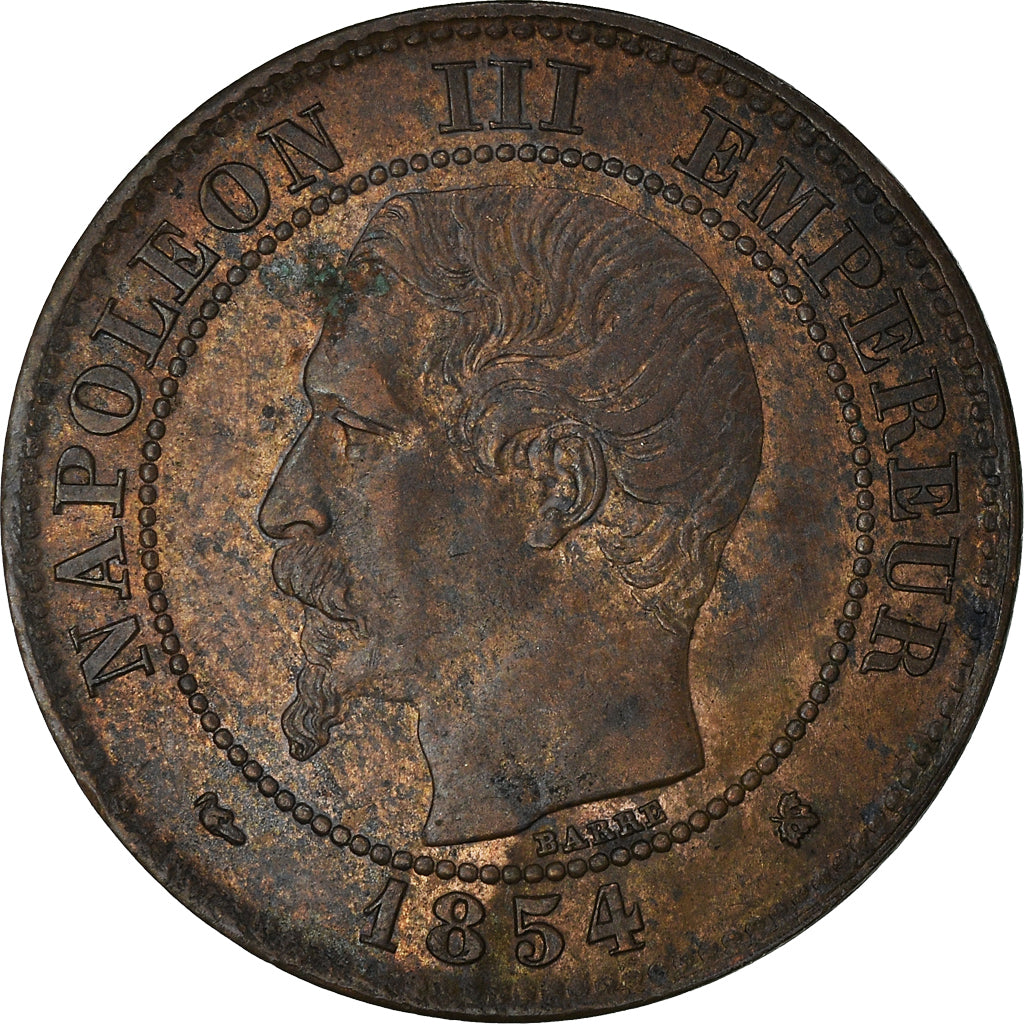 Moneda, Francia, Napoleon III, 2 Centimes, 1854, Bordeaux, BC+