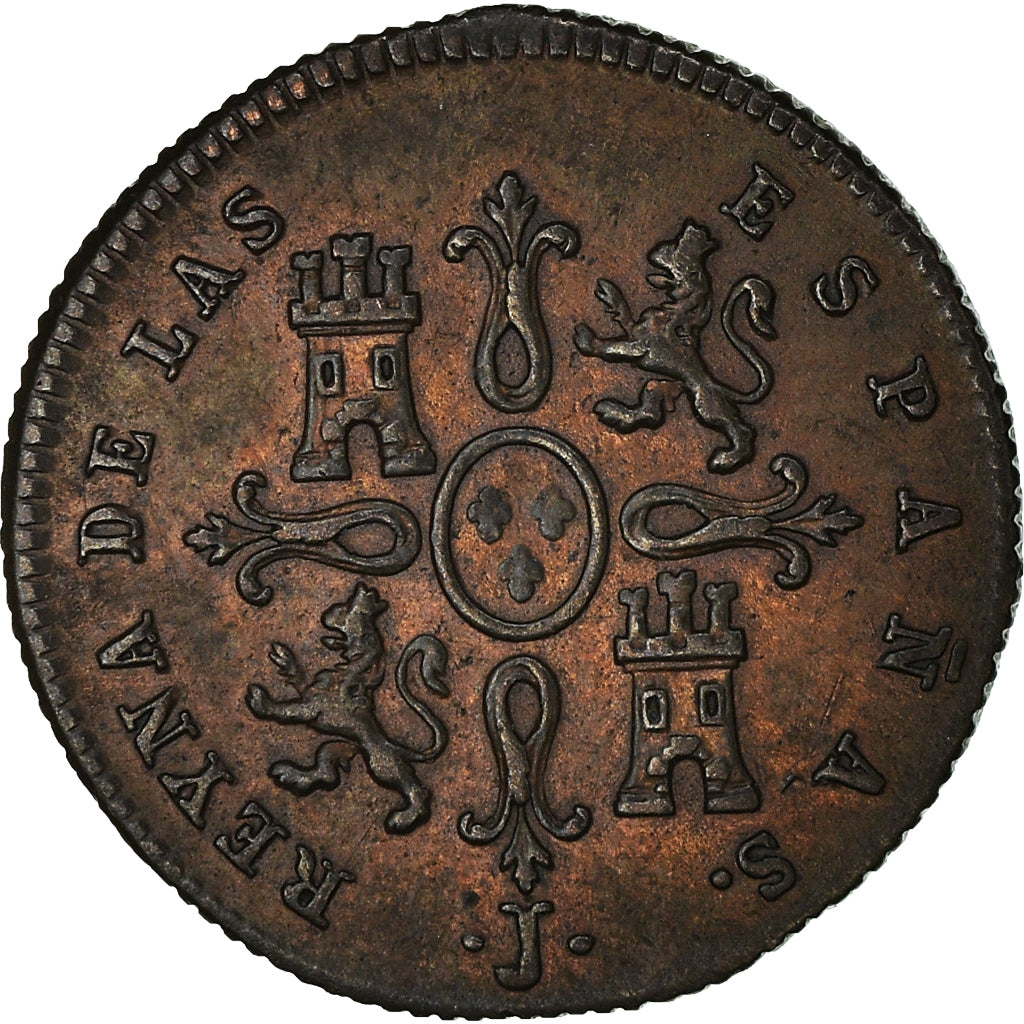 Moneta, Spagna, Isabel II, Maravedi, 1842, Jubia, SPL, Rame, KM:525.1