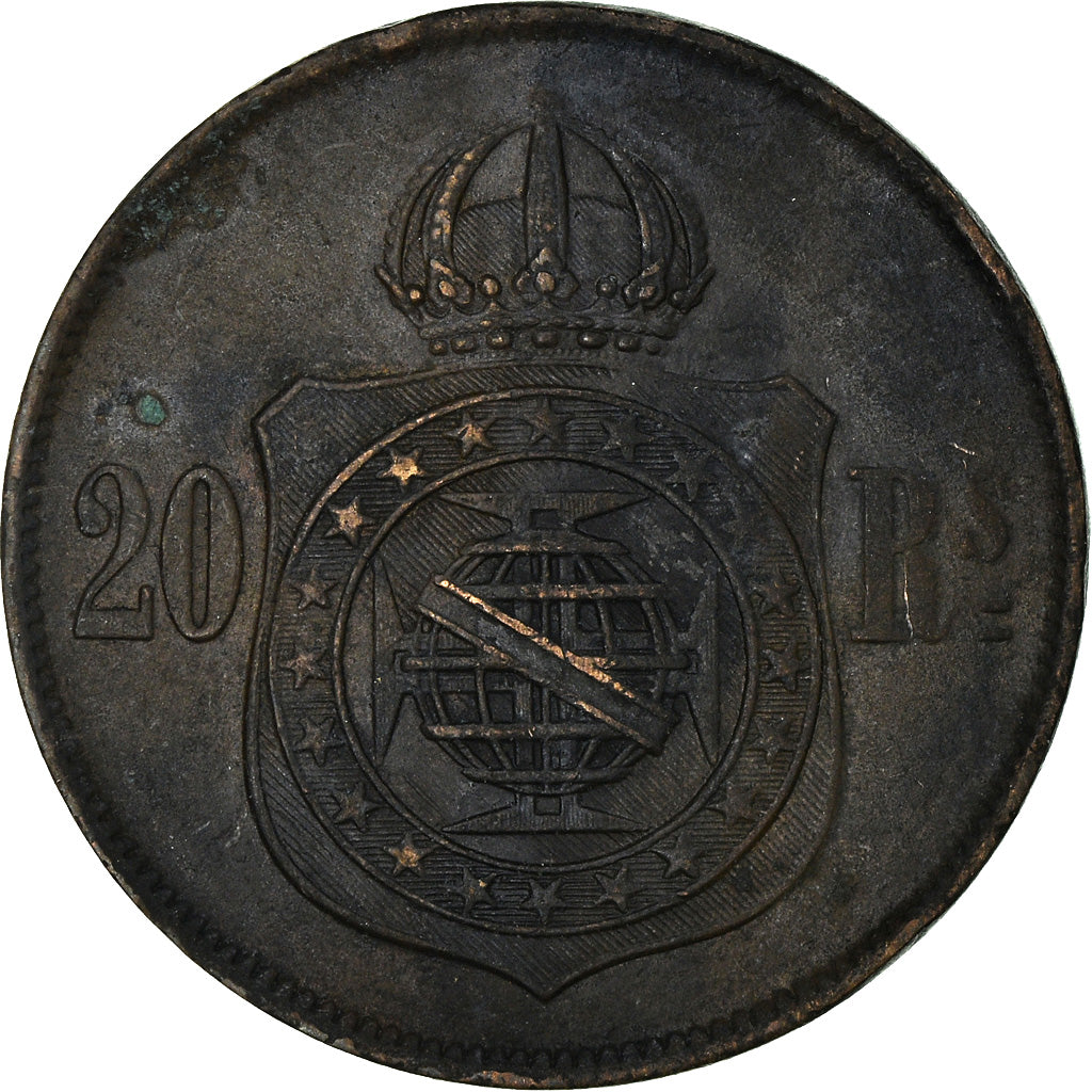 Munten, Brazilië, Pedro II, 20 Reis, 1869, ZF, Bronze, KM:474