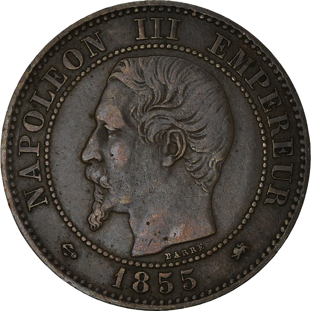 Moneda, Francia, Napoleon III, 2 Centimes, 1855, Lyon, BC