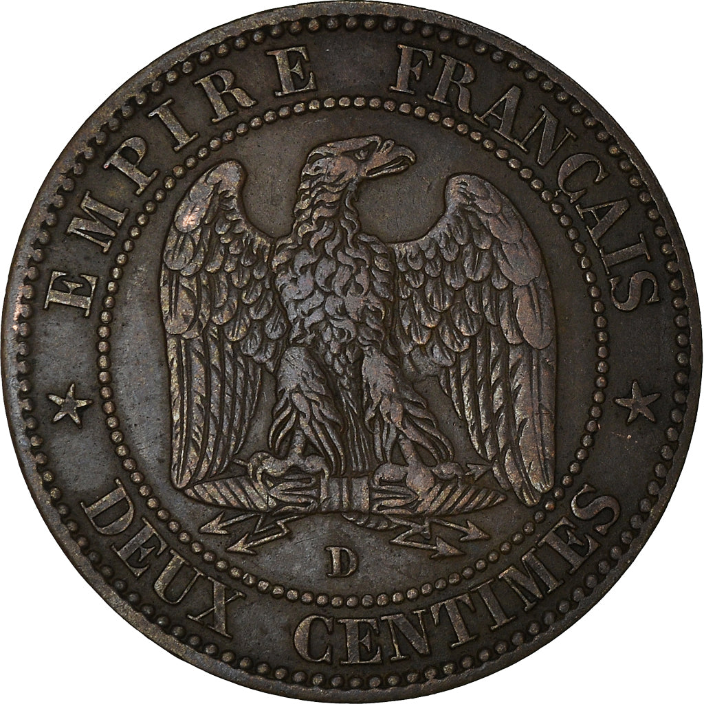 Moneda, Francia, Napoleon III, 2 Centimes, 1855, Lyon, BC