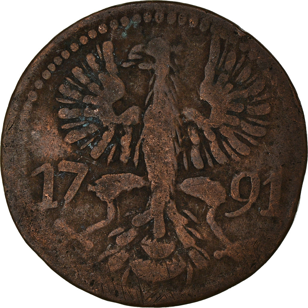 Coin, German States, AACHEN, 12 Heller, 1791, VF(30-35), Copper, KM:51