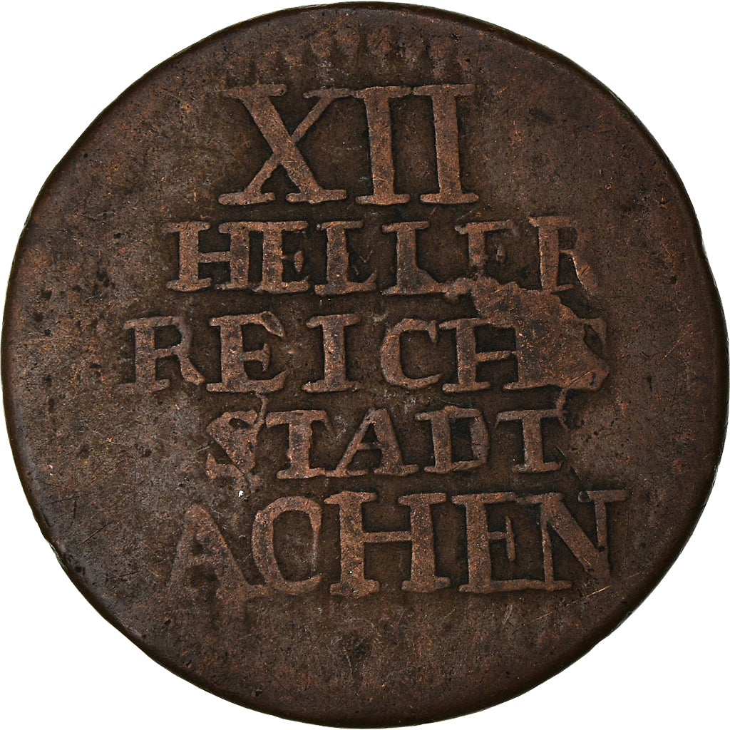 Coin, German States, AACHEN, 12 Heller, 1791, VF(30-35), Copper, KM:51