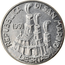 Coin, San Marino, 50 Lire, 1991, Rome, MS(63), Steel, KM:266