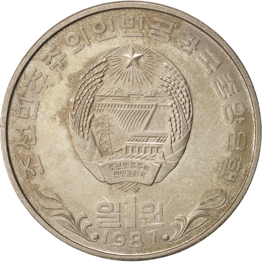 KOREA-NORTH, Won, 1987, AU(55-58), Copper-nickel, KM:13