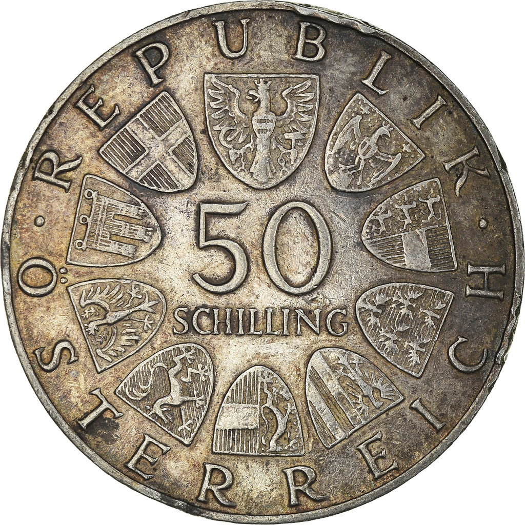 Coin, Austria, 50 Schilling, 1968, AU(55-58), Silver, KM:2904.1