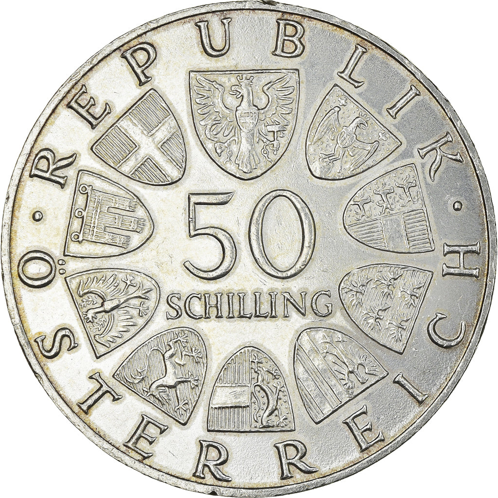 Moeda, Áustria, 50 Schilling, 1968, MS(63), Prata, KM:2904.1