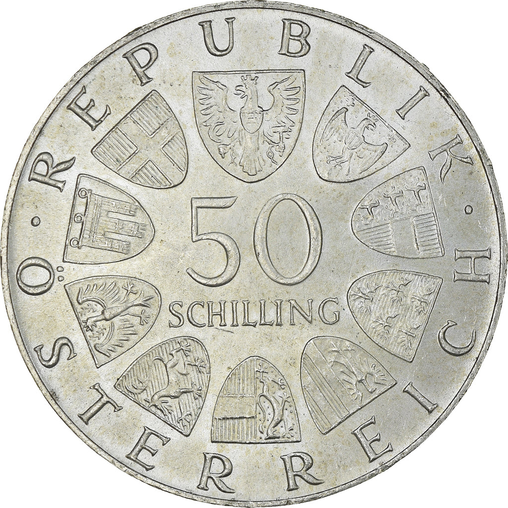 Moneta, Austria, 50 Schilling, 1973, MS(60-62), Srebro, KM:2916