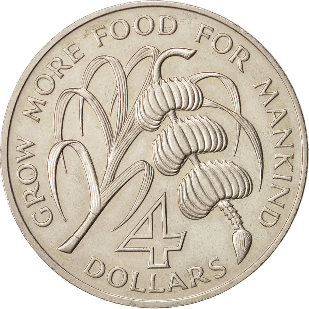 Barbados, 4 Dollars, 1970, AU(55-58), Copper-nickel, KM:A9